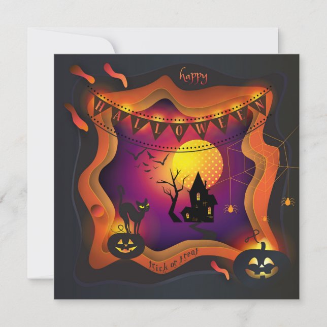 Happy Halloween Party "Treat or Trick" Card (Front)