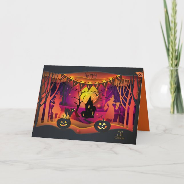Happy Halloween Party "Treat or Trick" Card (Front)