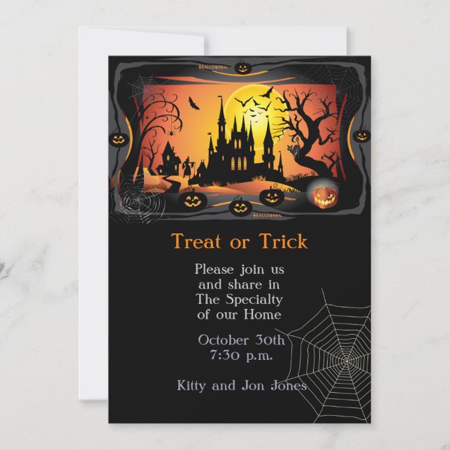 Happy Halloween Party "Treat or Trick" Magical Invitation (Front)
