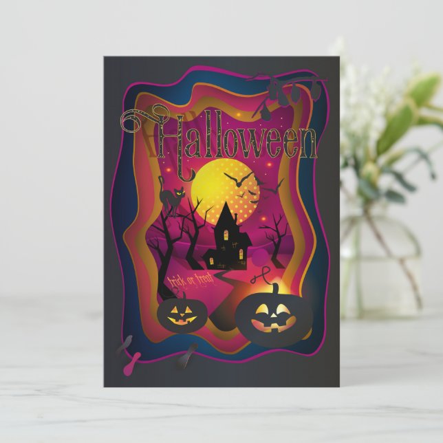 Happy Halloween Party "Treat or Trick" Night Event Invitation (Standing Front)