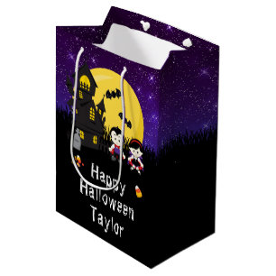 Happy Halloween Party Vampires Dark Purple Medium Gift Bag