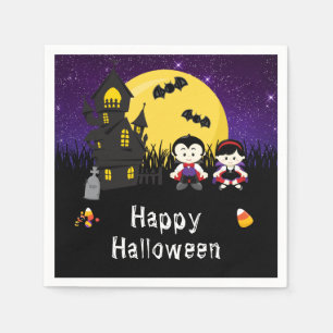 Happy Halloween Party Vampires Purple Napkin