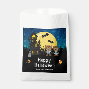 Happy Halloween Party Werewolf Blue Favour Bags