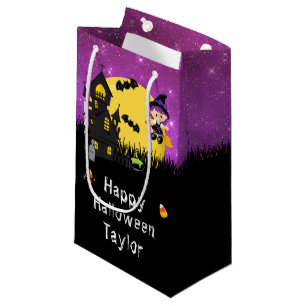 Happy Halloween Party Witch Purple Small Gift Bag