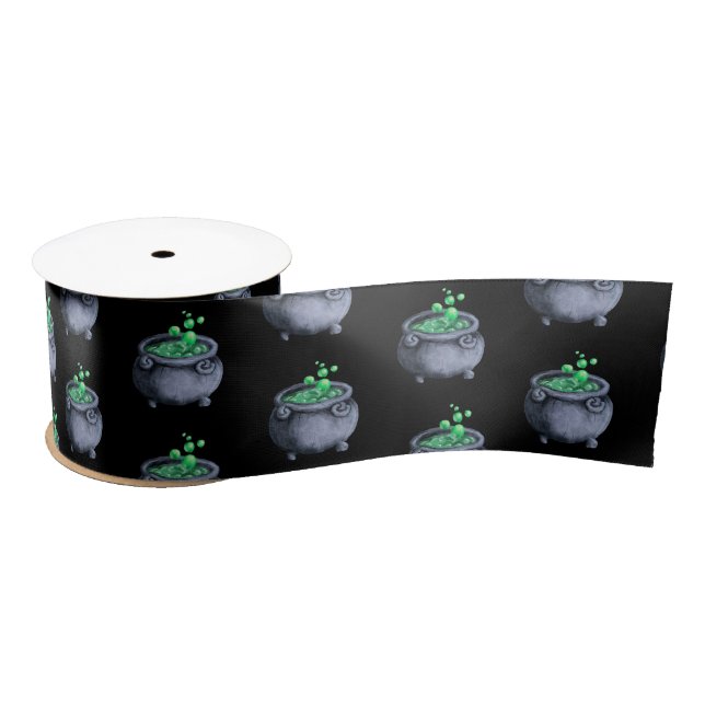 Happy Halloween Party Witch's Cauldron Satin Ribbon (Spool)