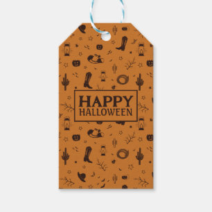 happy halloween pattern gift tags