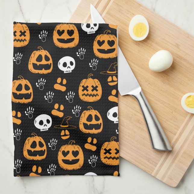 Happy Halloween Pattern Kitchen Towel (Quarter Fold)