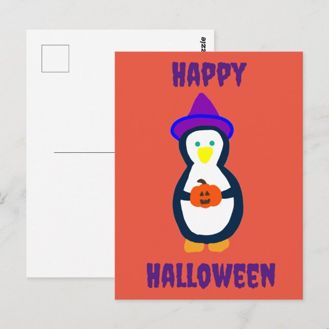 Happy Halloween Penguin  Postcard (Front/Back)