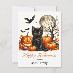 Happy Halloween Personalised Cat Pumpkin Card