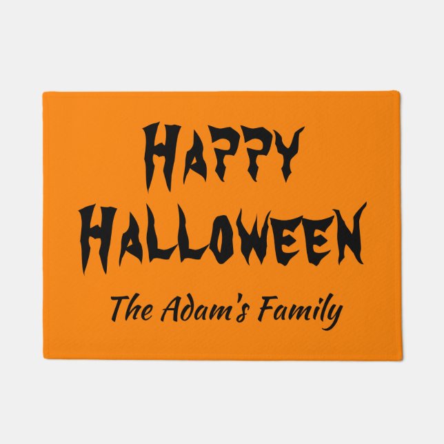 Happy Halloween Personalised Orange Doormat (Front)