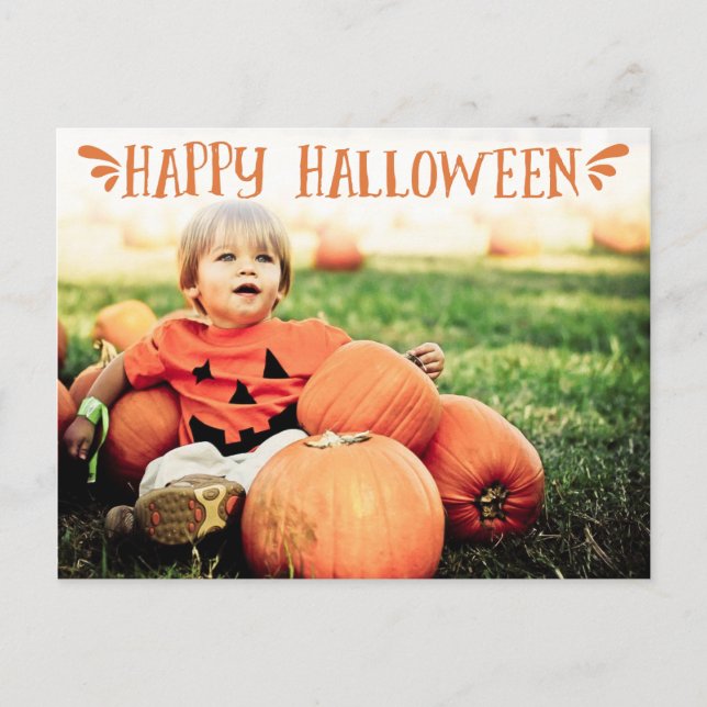 Happy Halloween Personalised Photo Greeting Postcard (Front)