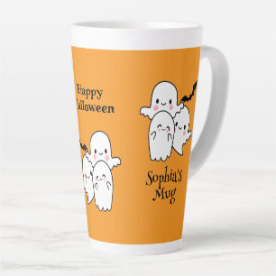 Happy Halloween Personalize NAME Ghosts Bat Latte Mug