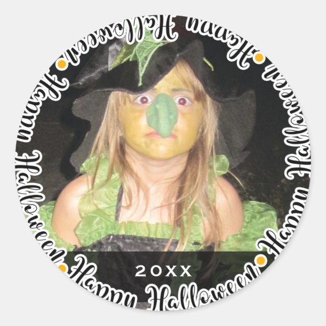 Happy Halloween Photo Picture Custom Favour Party Classic Round Sticker (Front)