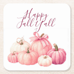 Happy Halloween Pink Pumpkin Coasters