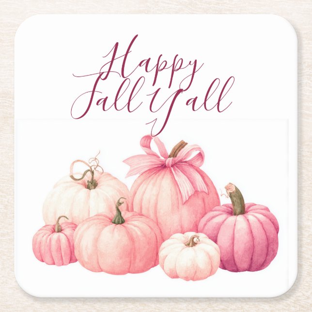 Happy Halloween Pink Pumpkin Coasters (Front)