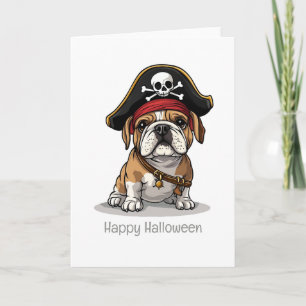 Happy Halloween Pirate English Bulldog Card