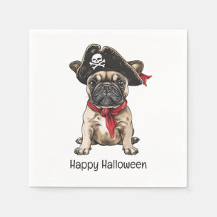 Happy Halloween Pirate French Bulldog Napkin