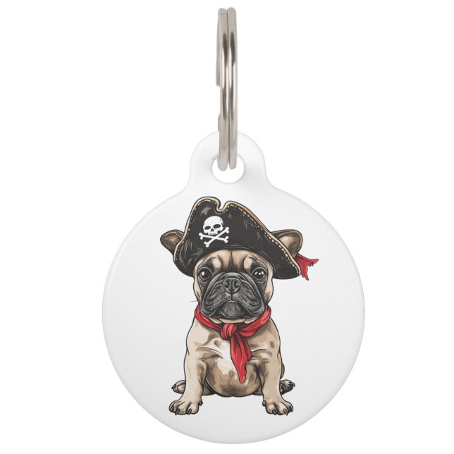 Happy Halloween Pirate French Bulldog Pet Tag (Front)