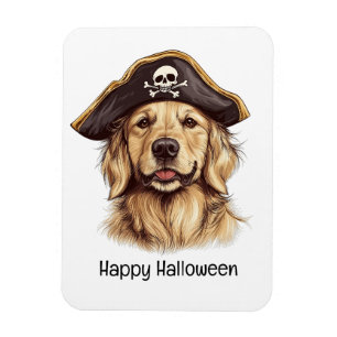 Happy Halloween Pirate Golden Retriever Dog Skull Magnet