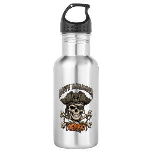 Happy Halloween Pirate Skull Crossbones Pumpkins_1 532 Ml Water Bottle