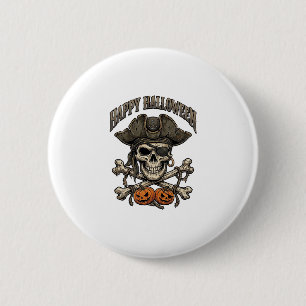 Happy Halloween Pirate Skull Crossbones Pumpkins_1 6 Cm Round Badge