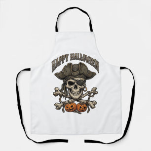 Happy Halloween Pirate Skull Crossbones Pumpkins_1 Apron
