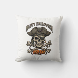 Happy Halloween Pirate Skull Crossbones Pumpkins_1 Cushion