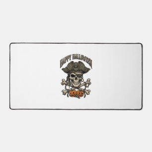 Happy Halloween Pirate Skull Crossbones Pumpkins_1 Desk Mat