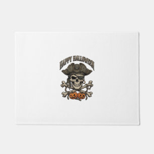 Happy Halloween Pirate Skull Crossbones Pumpkins_1 Doormat
