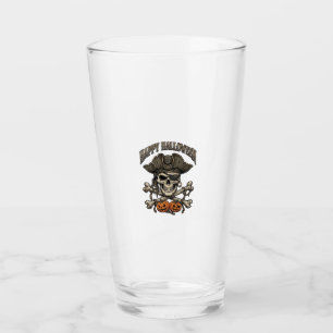 Happy Halloween Pirate Skull Crossbones Pumpkins_1 Glass