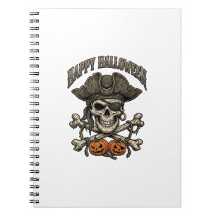 Happy Halloween Pirate Skull Crossbones Pumpkins_1 Notebook
