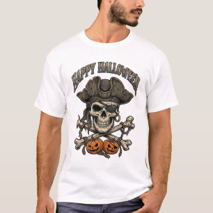 Happy Halloween Pirate Skull Crossbones Pumpkins_1 T-Shirt