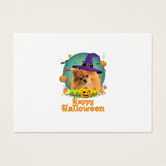 Happy Halloween Pomeranian Dog Witch Pumpkin Ghost