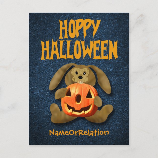 Happy Halloween postcard Bunny Jack-o-Lantern (Front)