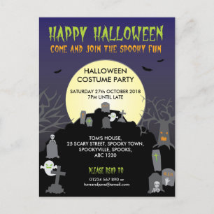 'Happy Halloween' postcard invitation
