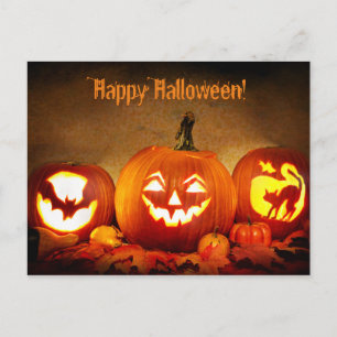 Happy Halloween Postcard with Pumpkins