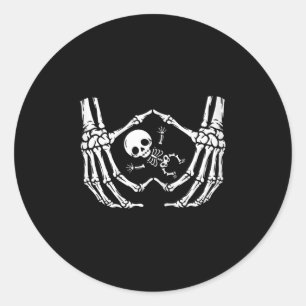 Happy Halloween Pregnant Baby Skeleton New Mum Spo Classic Round Sticker