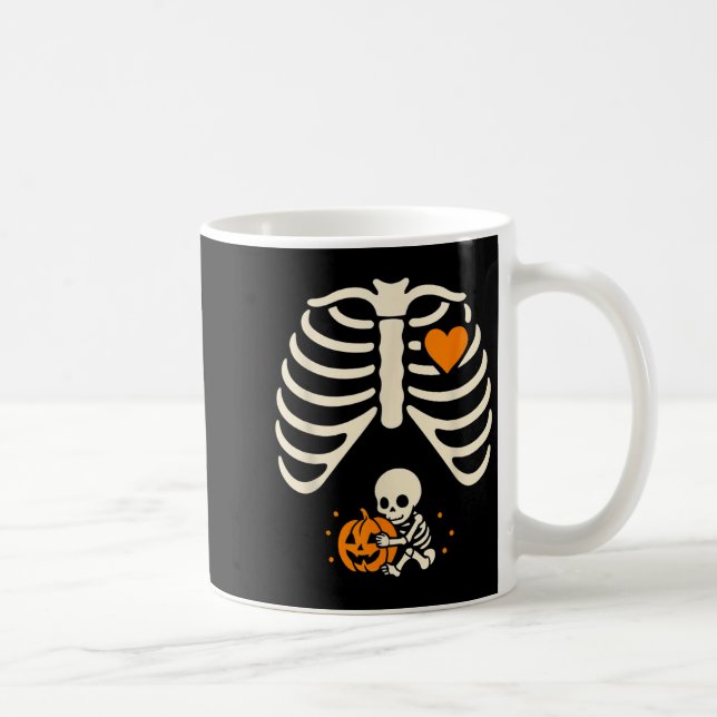 Happy Halloween Pregnant Baby Skeleton Spooky Seas Coffee Mug (Right)