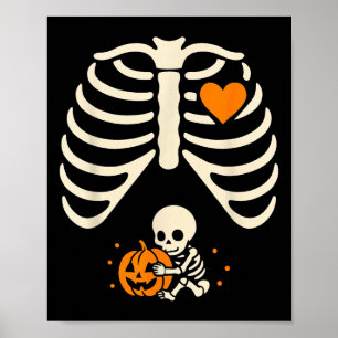 Happy Halloween Pregnant Baby Skeleton Spooky Seas Poster