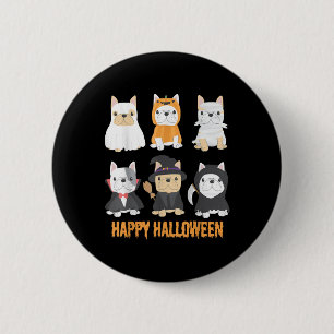 Happy Halloween Pug Dogs Cute French Bulldog Lover 6 Cm Round Badge