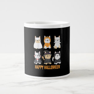 Happy Halloween Pug Dogs Cute French Bulldog Lover Large Coffee Mug