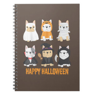 Happy Halloween Pug Dogs Cute French Bulldog Lover Notebook