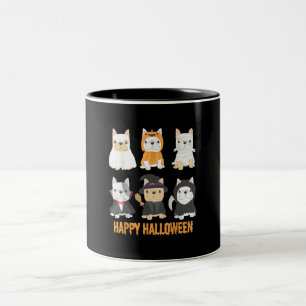 Happy Halloween Pug Dogs Cute French Bulldog Lover Two-Tone Coffee Mug