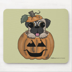 Happy Halloween-Pug in Jack O' Lantern Mouse Mat