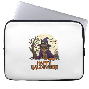 Happy Halloween Pug Witch Hat Cauldron Pumpkins_1 Laptop Sleeve