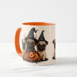 Happy Halloween Pugs Jack O Lanterns Mug