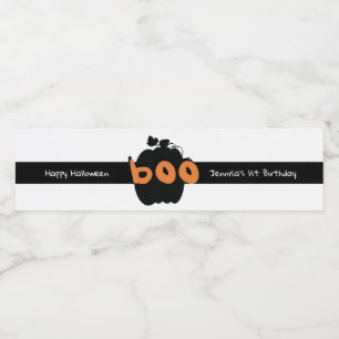 Happy Halloween  Pumpkin 1st Birthday   Water Bottle Label