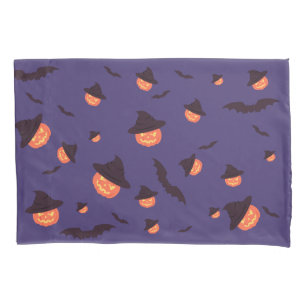 Happy Halloween Pumpkin and Bats Pillow Case 