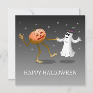 Happy Halloween Pumpkin and Ghost Card