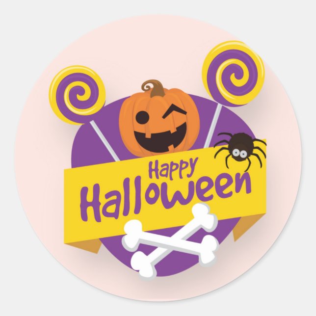 Happy Halloween Pumpkin and Spider | Sticker Seal (Front)
